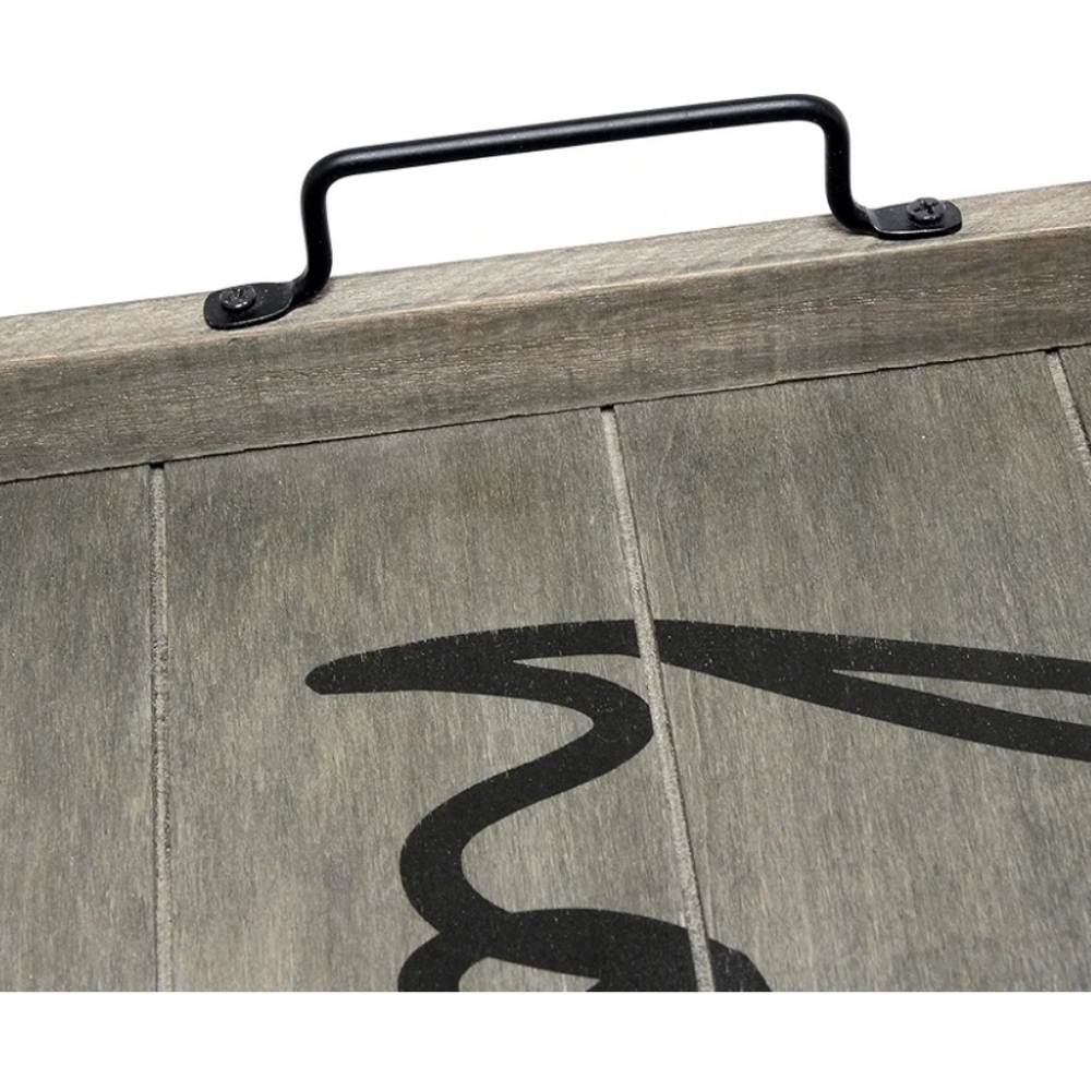 Rustic Gray Wooden Tray with 'Home' Script - Picture 8 of 16